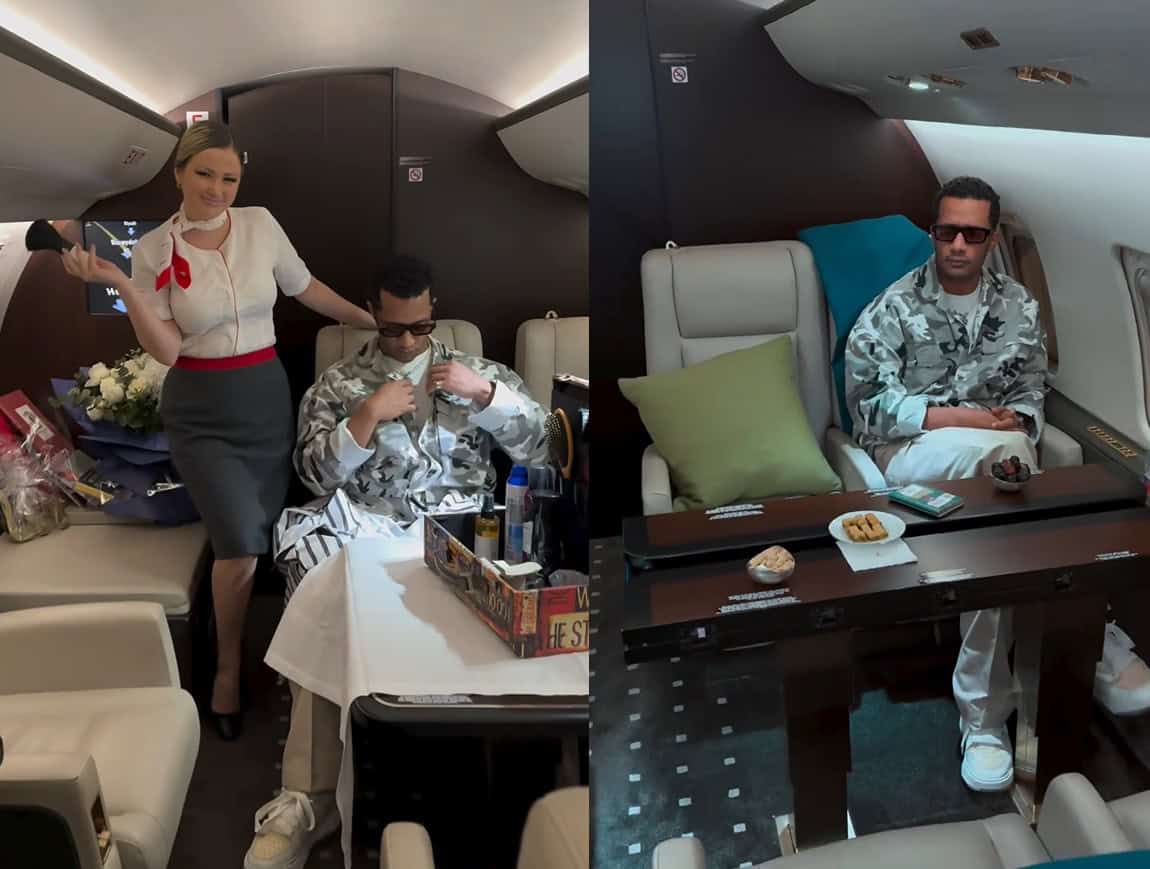 شاهد ماذا فعل محمد رمضان مع مضيفة طائرته وأثار الجدل! (فيديو) محمد رمضان يثير ضجة بتصرف مع مضيفة الطائرة