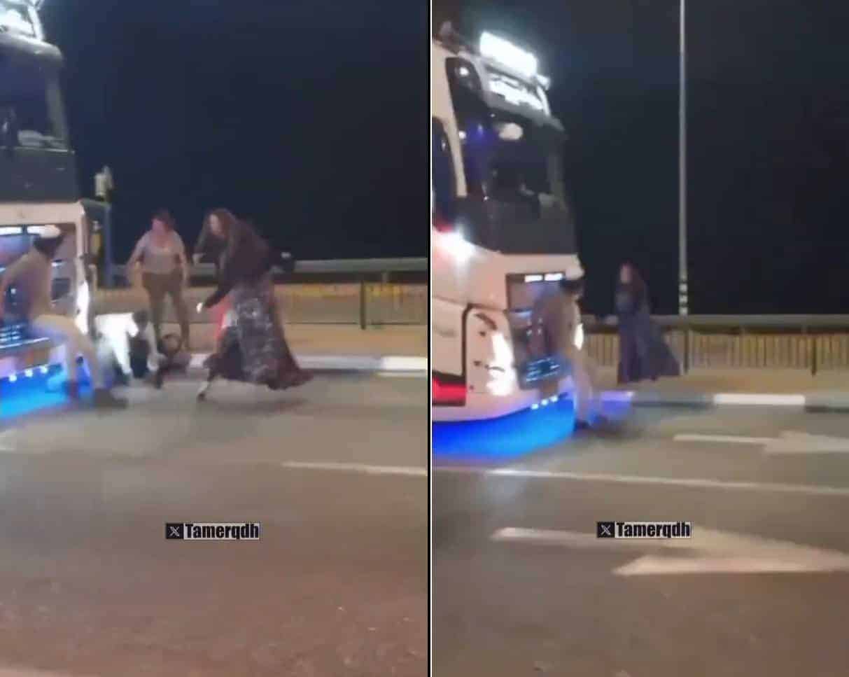 فيديو لافت يوثق ما فعله سائق شاحنة مساعدات أردنية حاول مستوطنون اعتراضها مستوطنون حاولوا اعتراض مساعدات أردنية لغزة