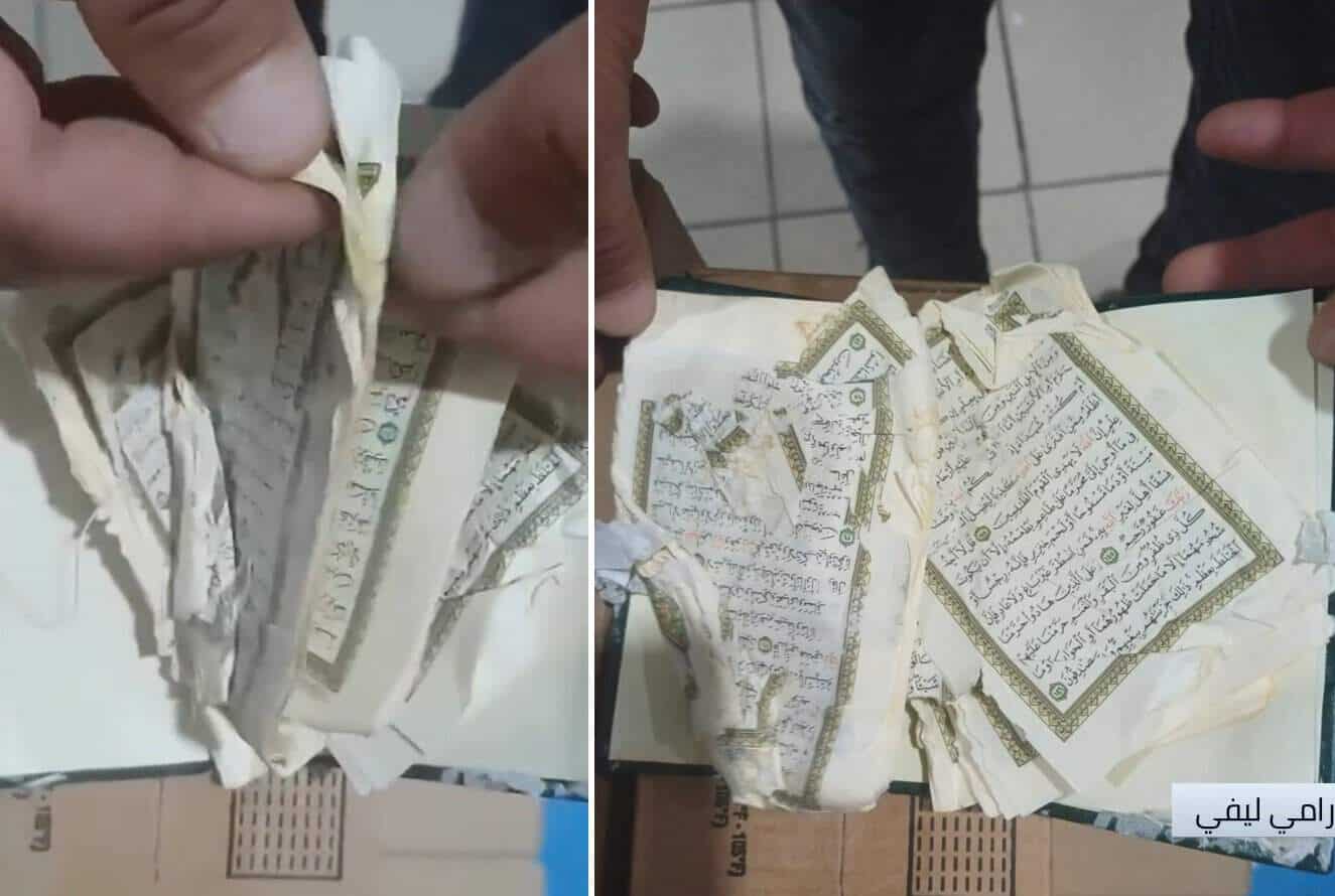 نسخة ممزقة من القرآن الكريم في حمامات متجر إسرائيلي كبير يثير الجدل نسخة ممزقة من القرآن الكريم في حمامات متجر إسرائيلي