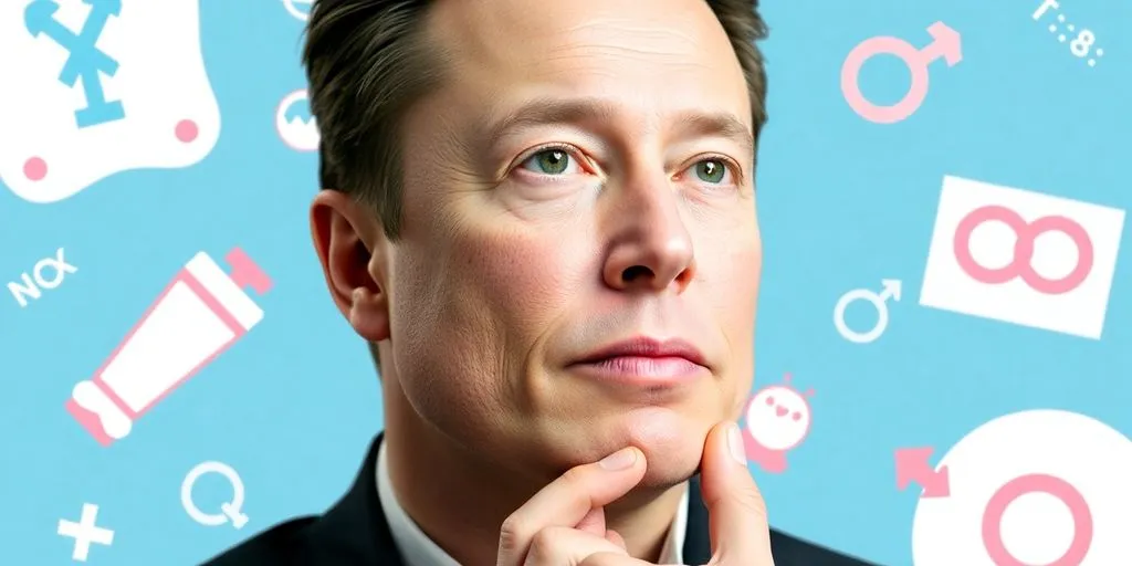 إيلون ماسك وسط رموز جنس الأطفال والأشياء المتعلقة بالرضع.